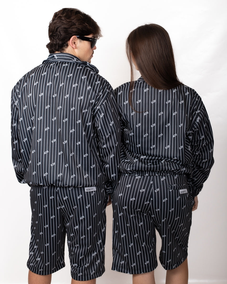 Felpa GCDS "Pinstripe Logo" fullzip in nylon