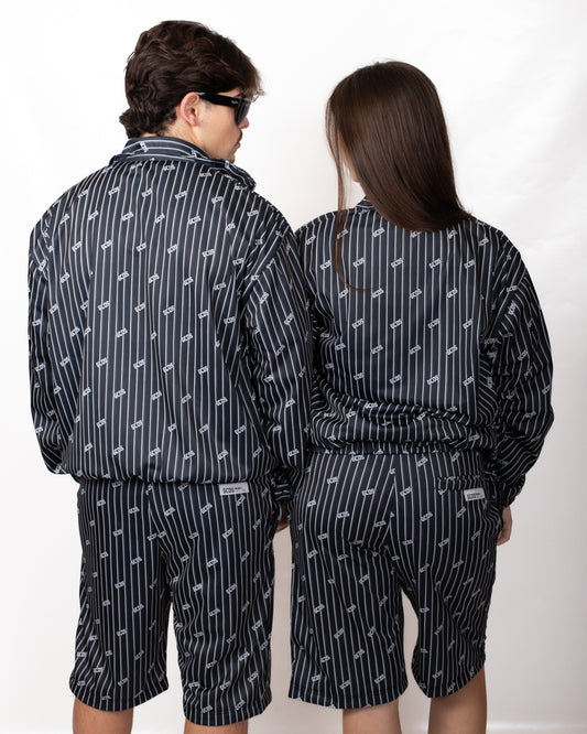 Felpa GCDS "Pinstripe Logo" fullzip in nylon