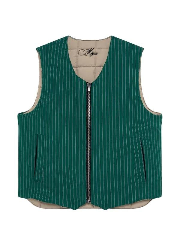 Gilet MSGM reversibile trapuntato e rigato con ricamo