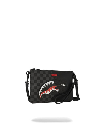 Pochette Sprayground nero unfinished shark clutch con tracolla