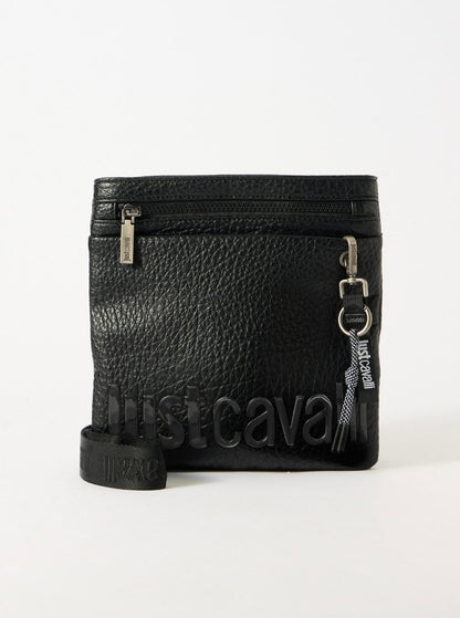 Tracolla Just Cavalli "Maxi Logo Print" in pelle granulosa uomo