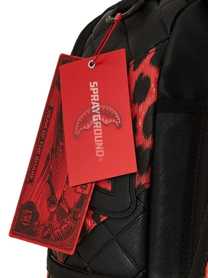 Zaino Sprayground nero Red Leopard puffer dlx  backpack