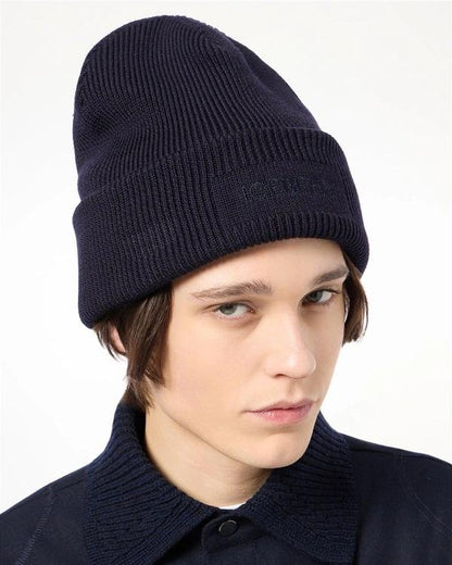Cappello Iceberg in lana vergine con risvolto e logo ricamato