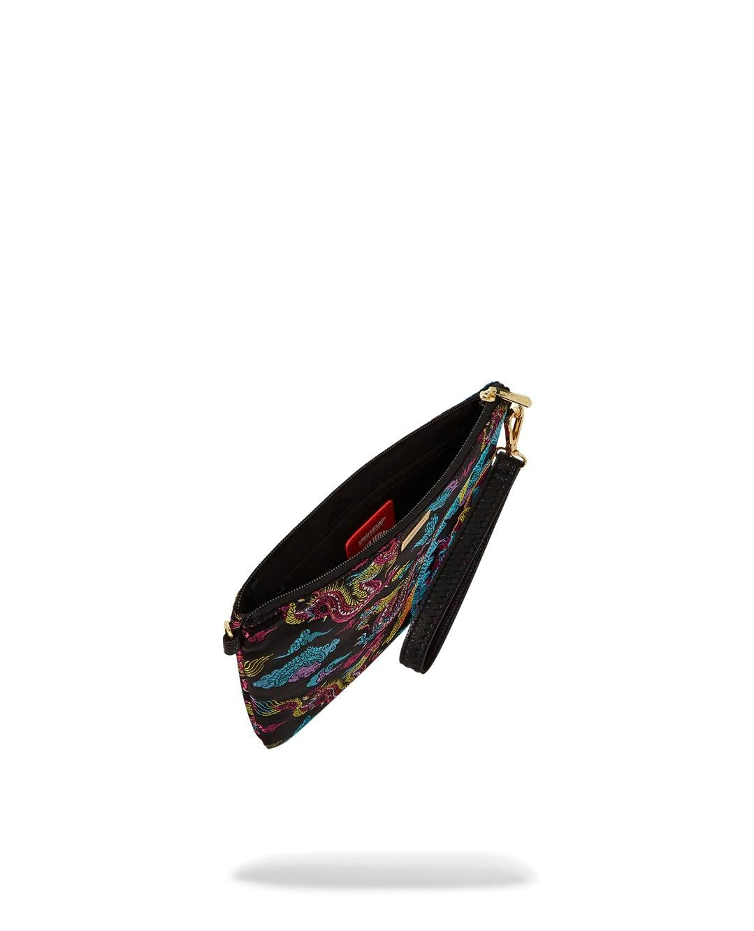 Pochette Sprayground nero embroidered dragons clutch con tracolla