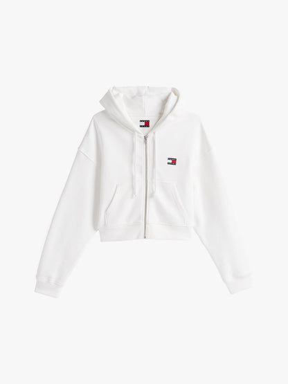 Felpa Tommy Jeans cropped fullzip con cappuccio donna