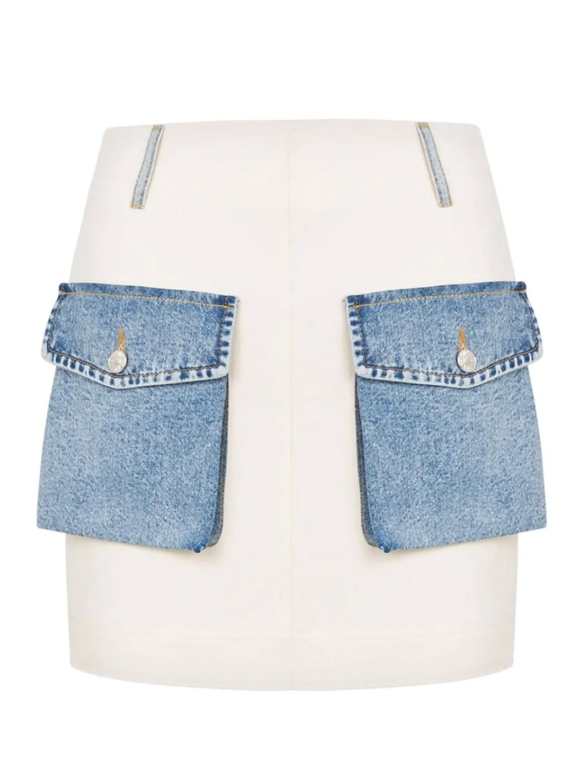 Gonna Moschino Jeans in misto canapa con dettagli in denim donna