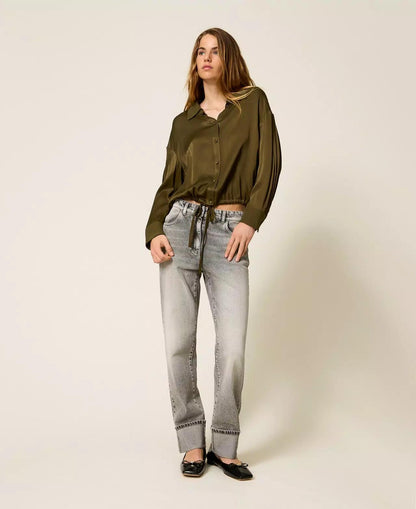 Jeans Twinset Actitude straight con risvolti donna