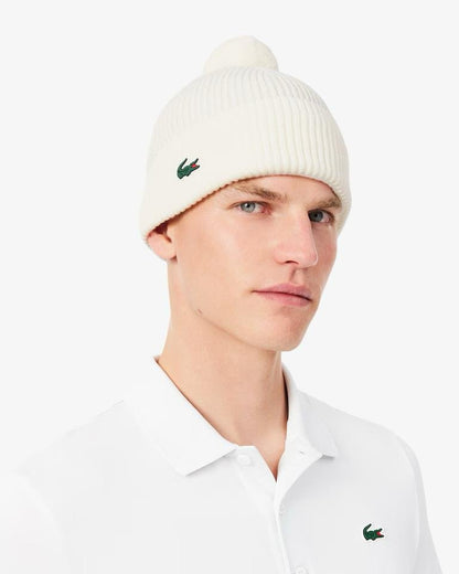 Cappello Lacoste in misto lana con logo e pompon