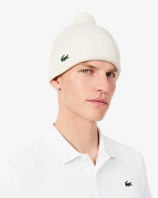 Cappello Lacoste in misto lana con logo e pompon
