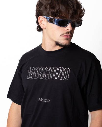 T-Shirt Moschino con logo strass