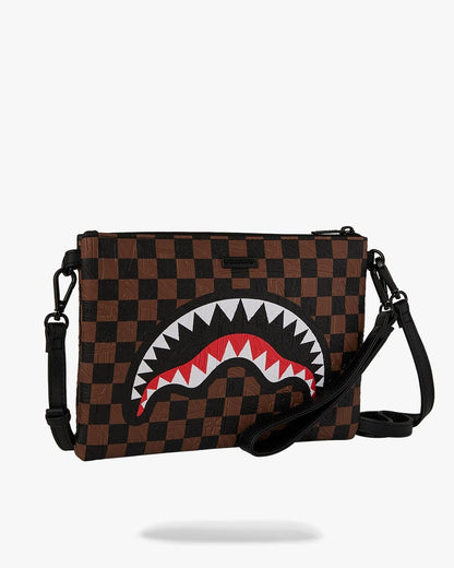 Pochette Sprayground marrone  "CHECK 2 EMBOSS CROSSOVER CLUTCH"