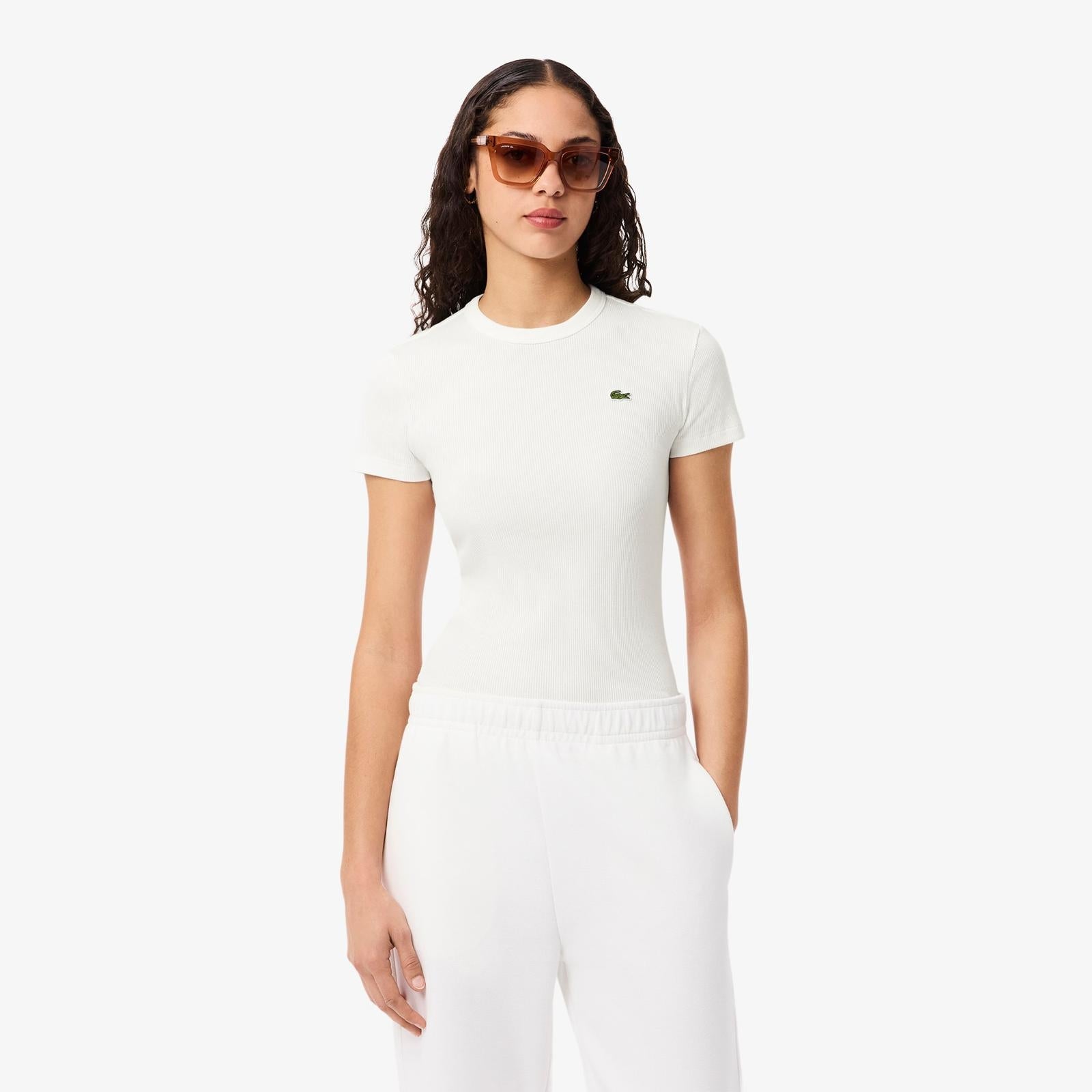 T-Shirt Lacoste "Slim Fit Ribbed" donna