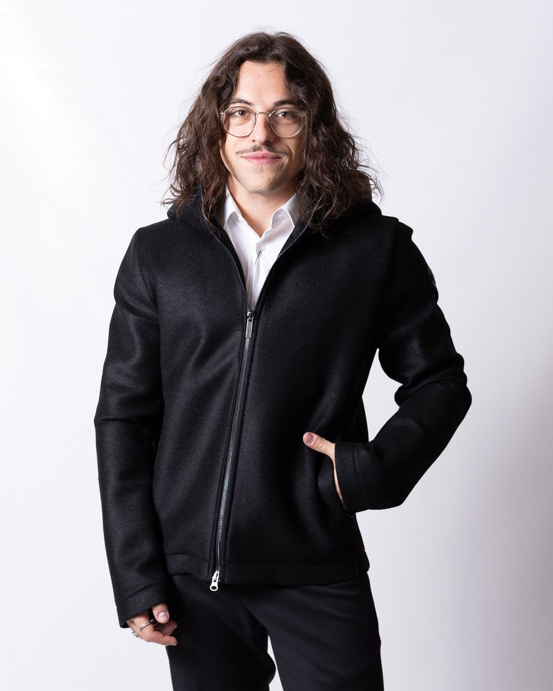 Cappotto Colmar in panno di lana con cappuccio uomo