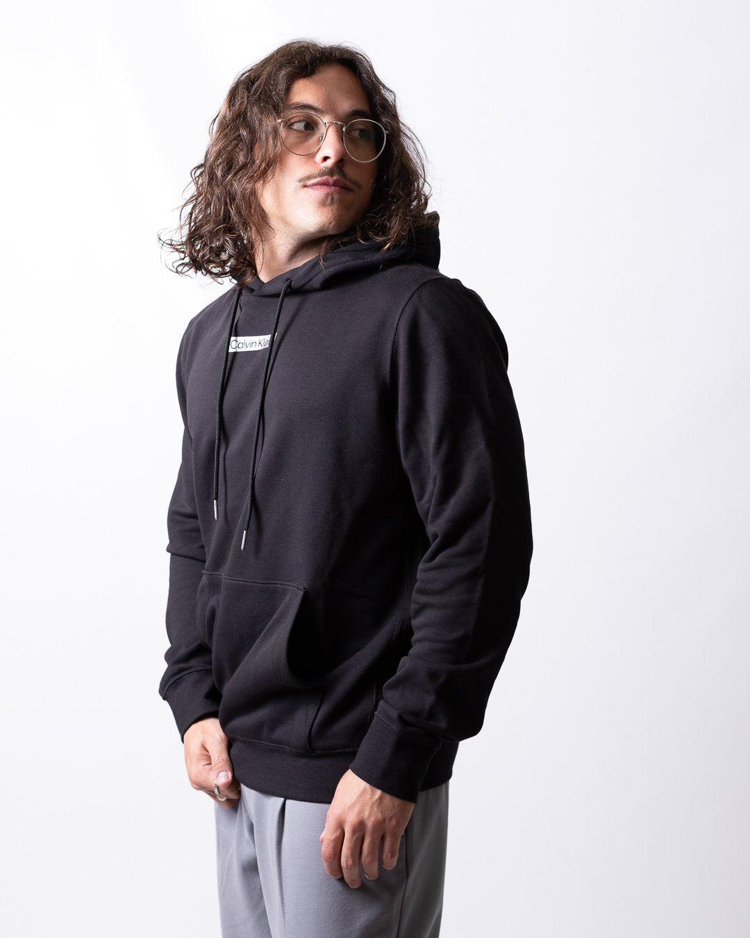 Felpa Calvin Klein con cappuccio boxy logo uomo