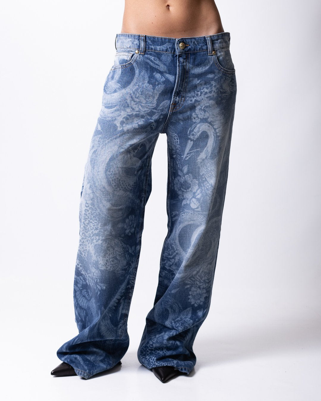 Jeans Just Cavalli loose con stampa allover 