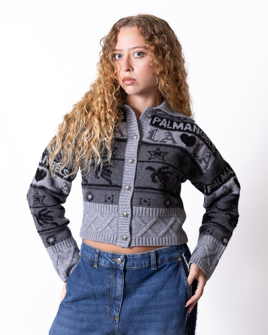 Cardigan Palm Angels in lana con logo grafica