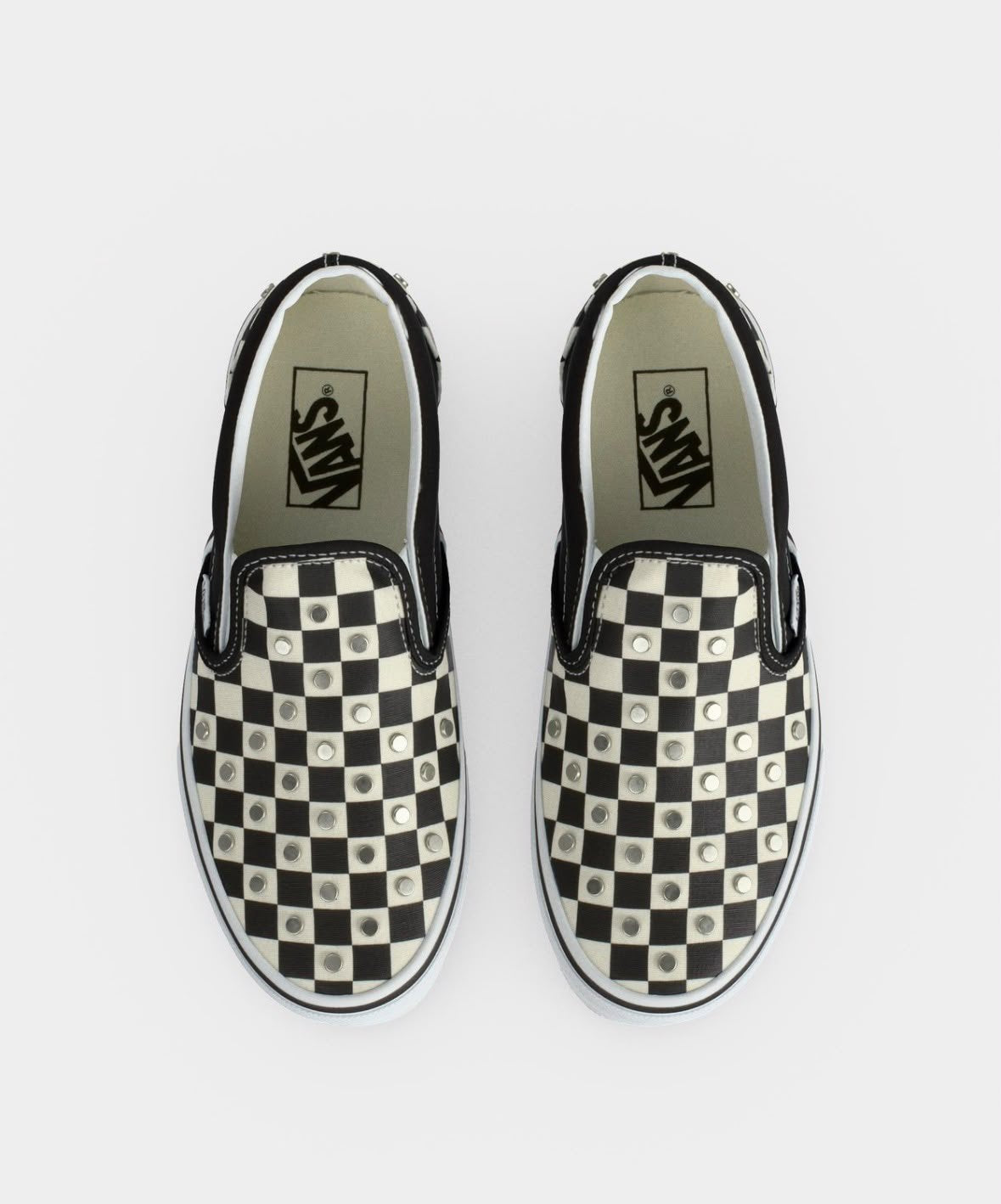 Sneakers Vans Classic Slip-On Checkerboard black and white con applicazioni metalliche
