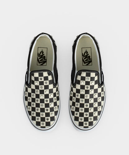 Sneakers Vans Classic Slip-On Checkerboard black and white con applicazioni metalliche