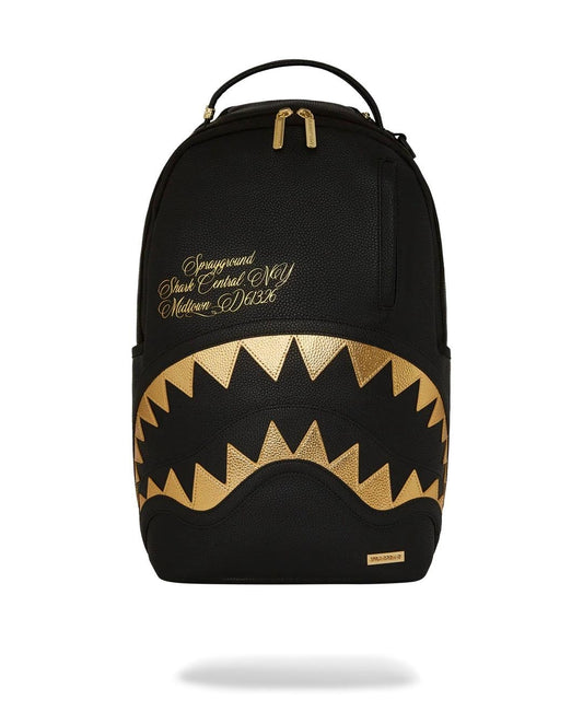 Zaino Sprayground nero Shark central gold dlxsv backpack