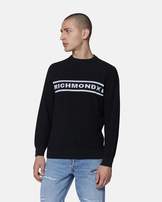 Maglia Richmond X girocollo in piquet con banda logata uomo