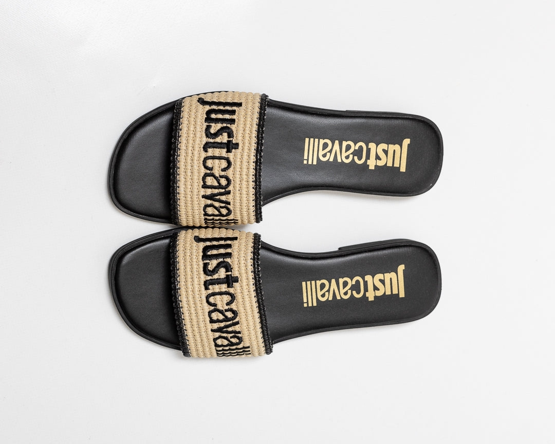 Sandalo Just Cavalli con fascia in paglia donna