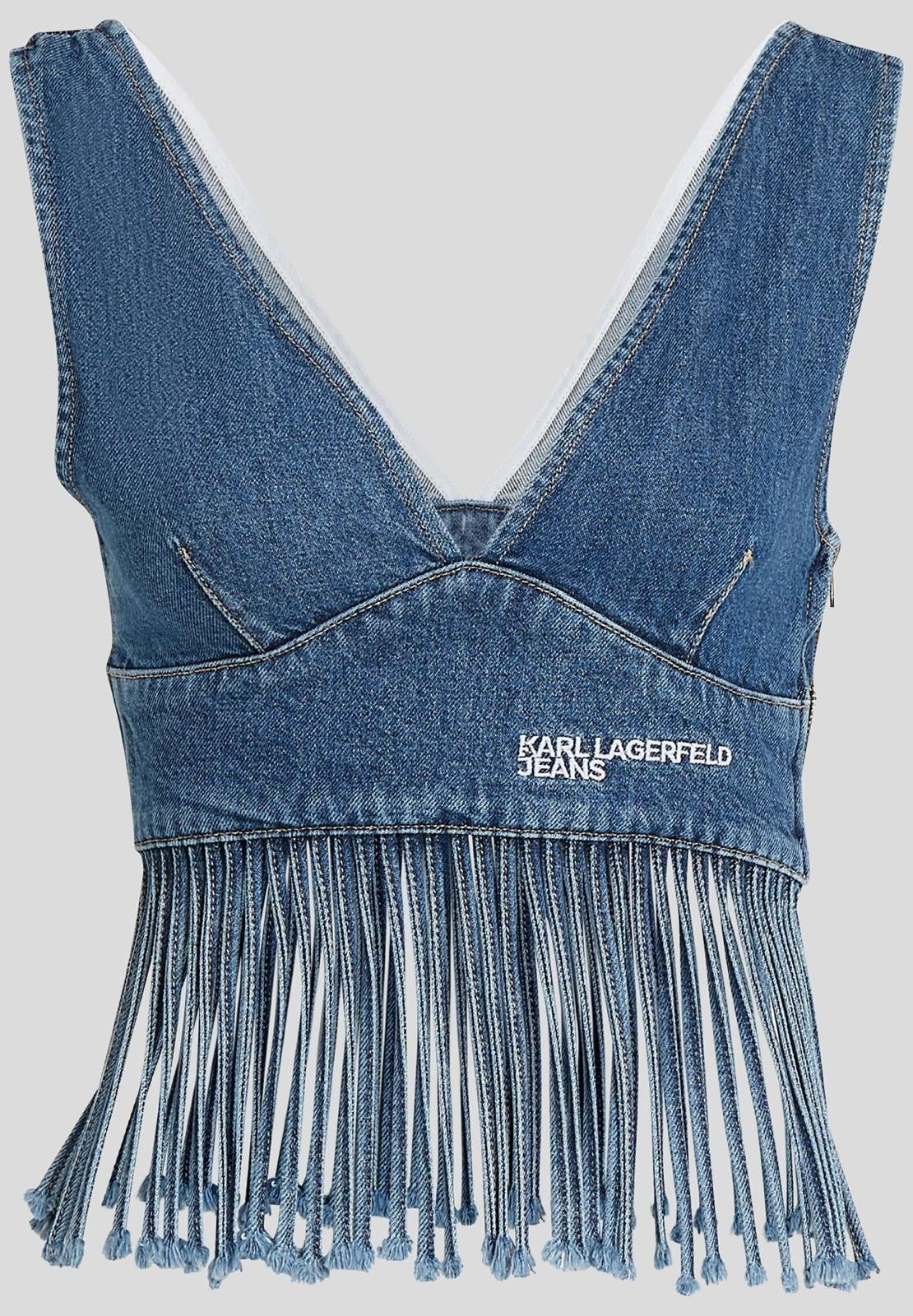 Top Karl Lagerfeld Jeans in denim con frange donna