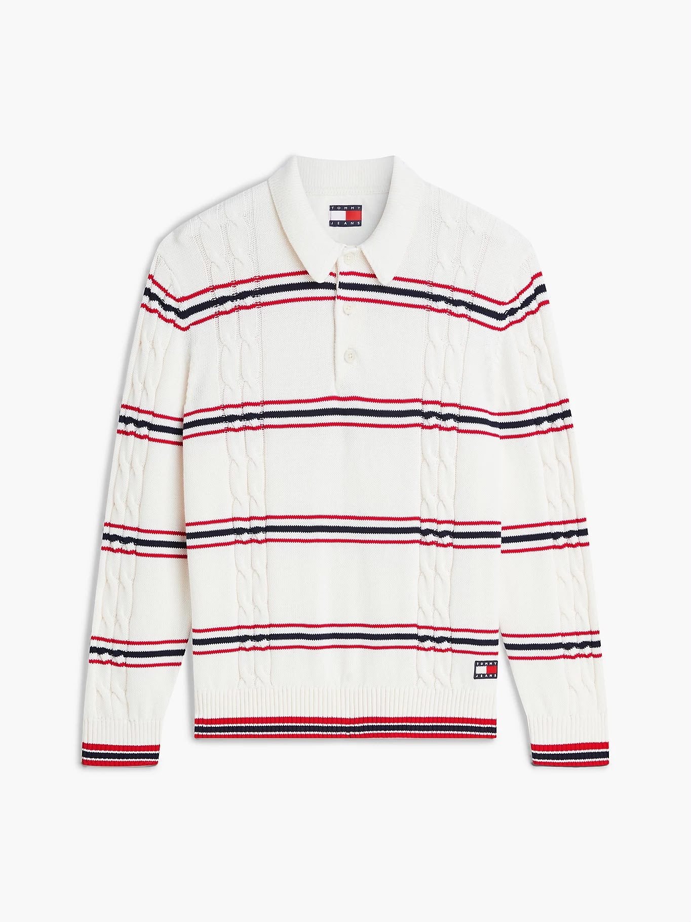 Polo Tommy Jeans in maglia "Stripe Cable" uomo