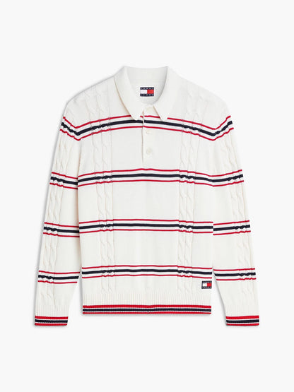 Polo Tommy Jeans in maglia "Stripe Cable" uomo