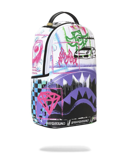 Zaino Sprayground bianco STENCIL SHARK ATTACK BLACK AND WHITE SPLIT BACKPACK