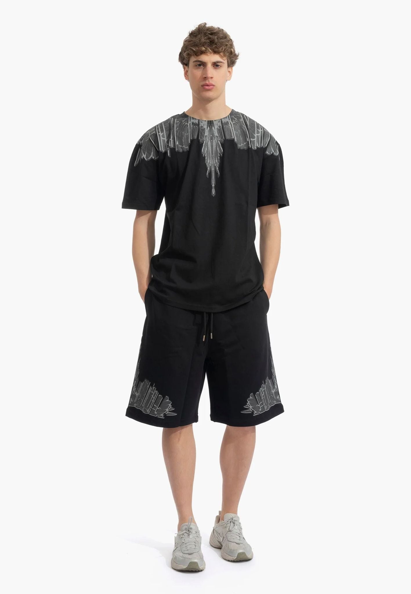 Bermuda Marcelo Burlon in felpa "Icon Wings" uomo