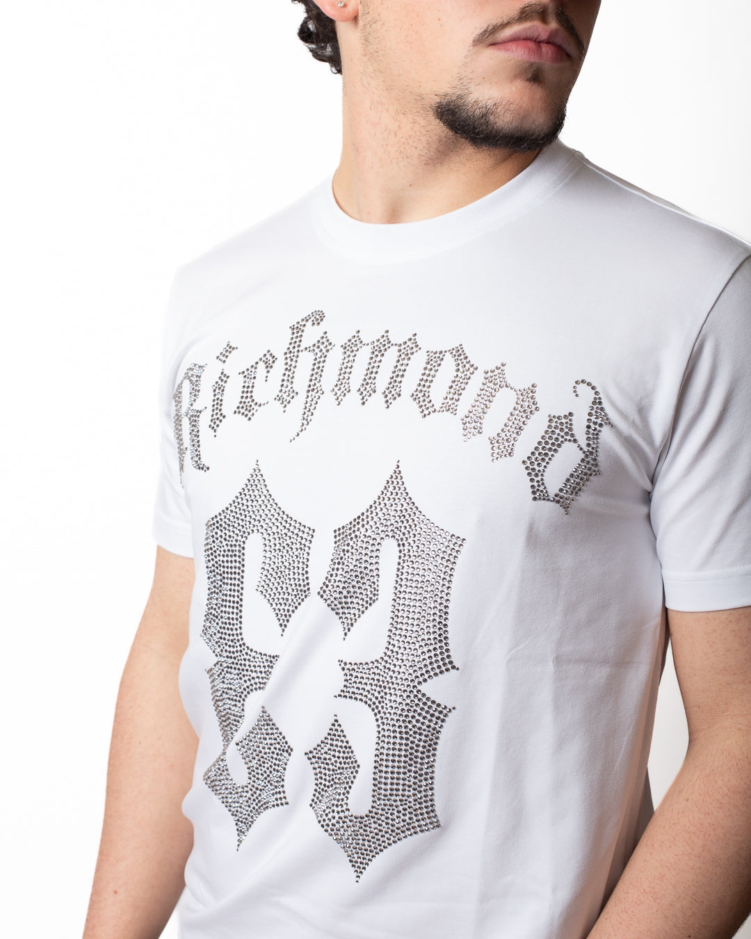 T-Shirt John Richmond con strass e logo uomo