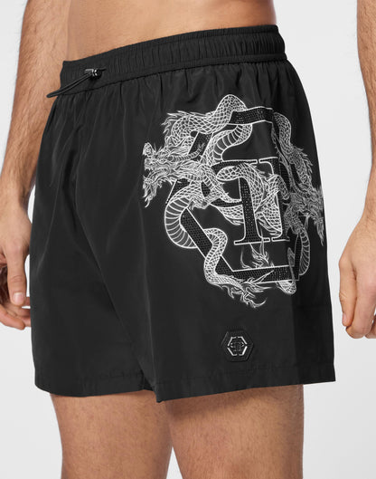 Boxer mare Philipp Plein con stampa "dragon" e applicazione uomo