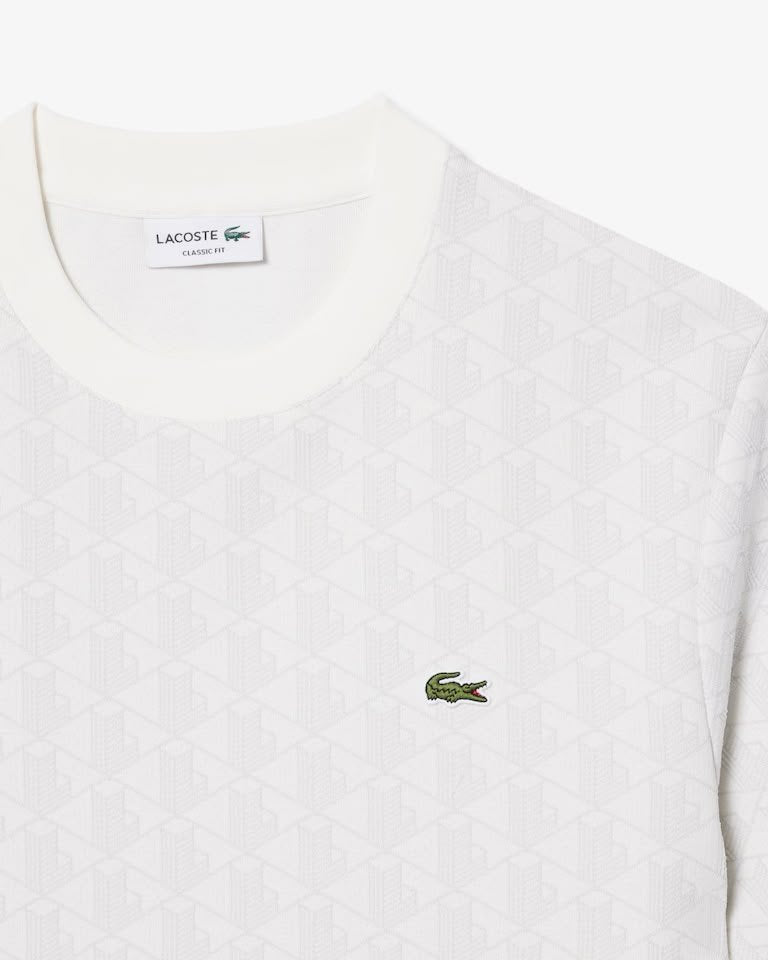 T-shirt Lacoste monogram con logo ricamato in rilievo