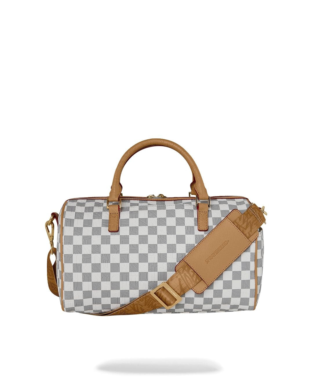 Borsa Sprayground bianco EMBOSSED CREAM CHECK MINI DUFFLE
