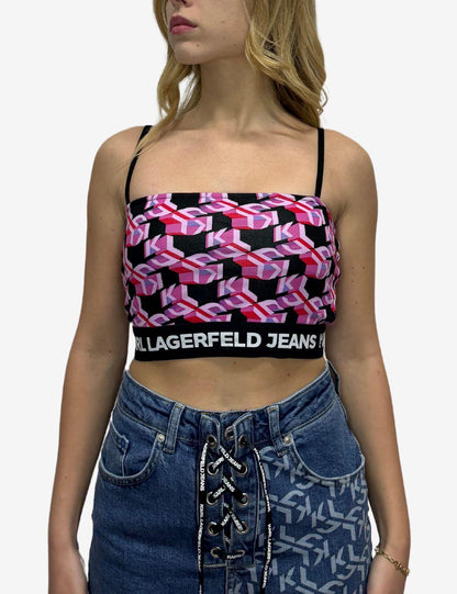 Top Karl Lagerfeld cropped con logo donna