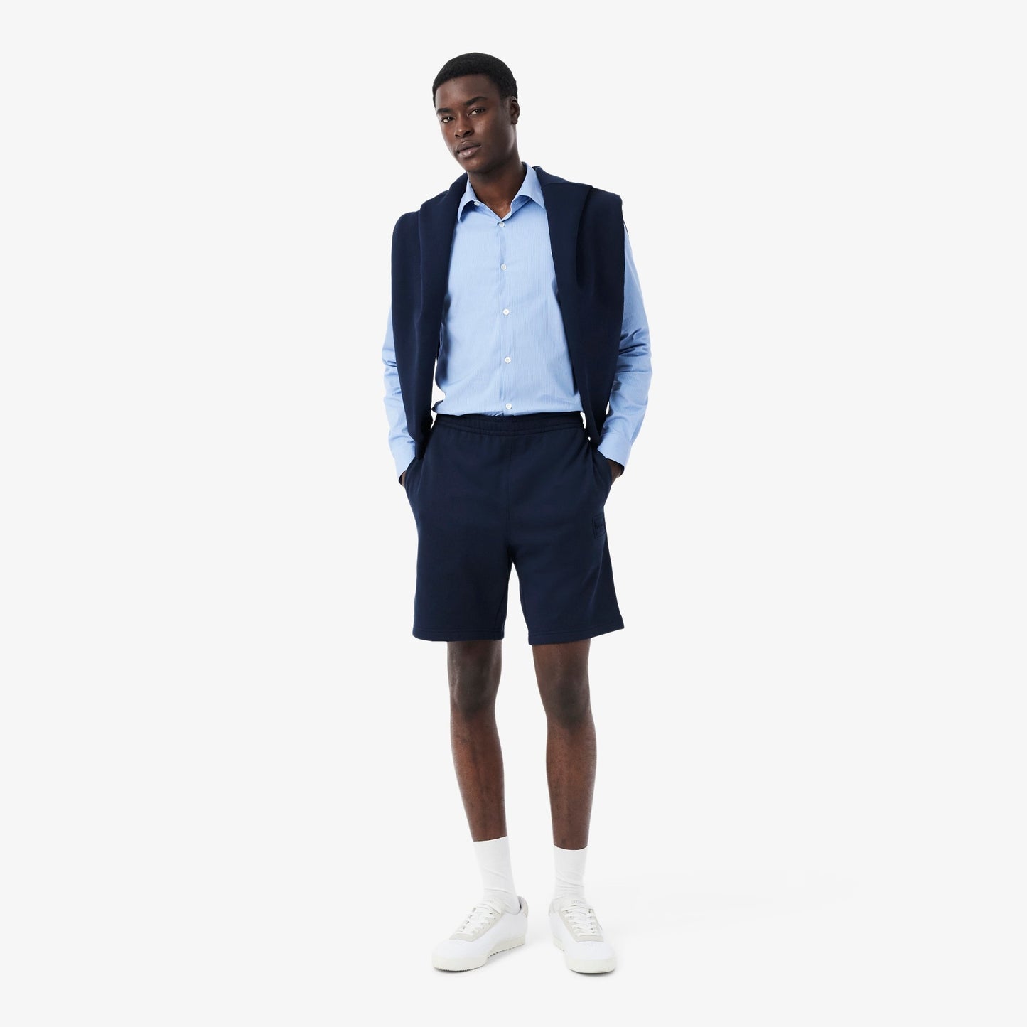 Bermuda Lacoste in felpa con logo tonal uomo