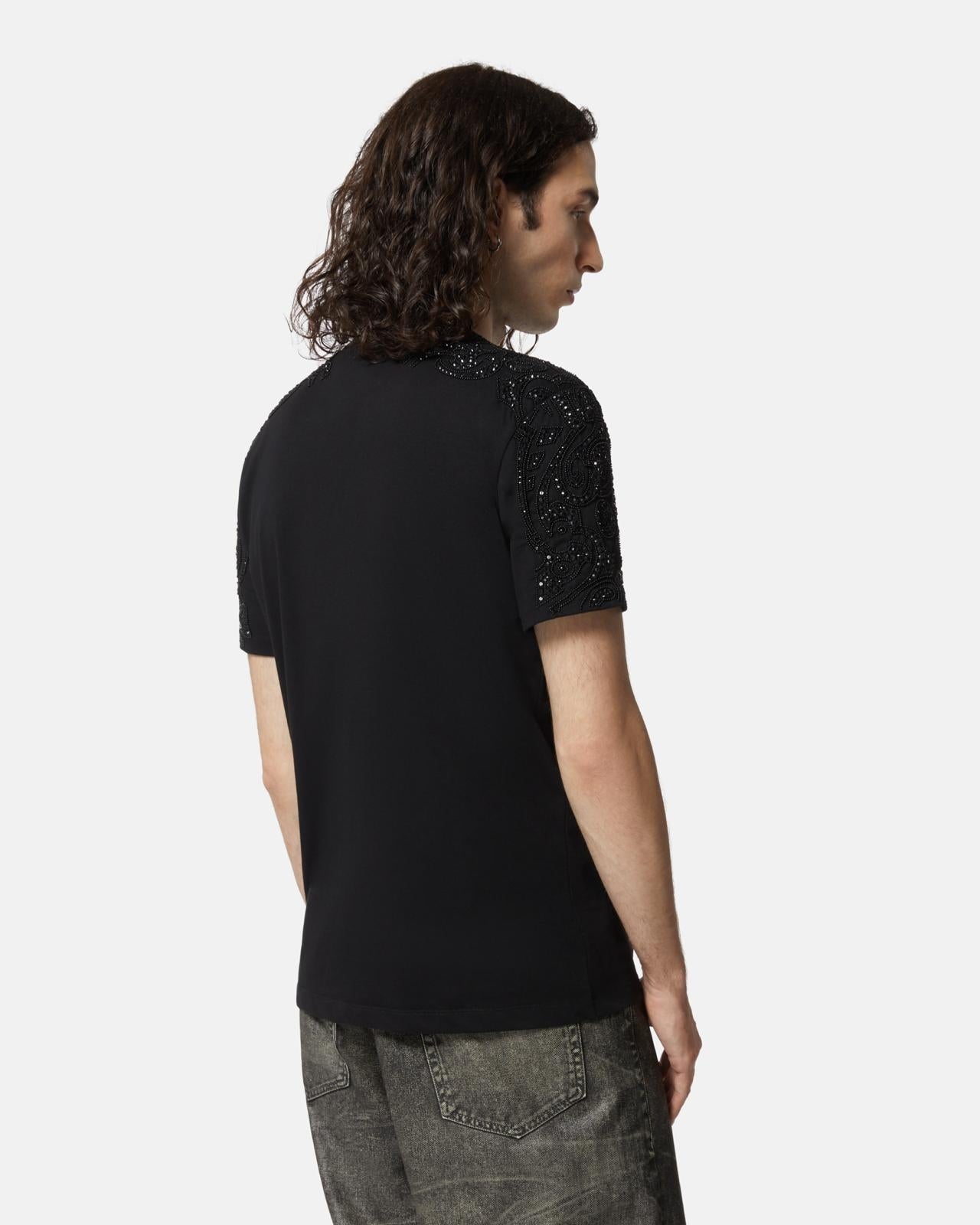 T-Shirt John Richmond con ricami e strass uomo