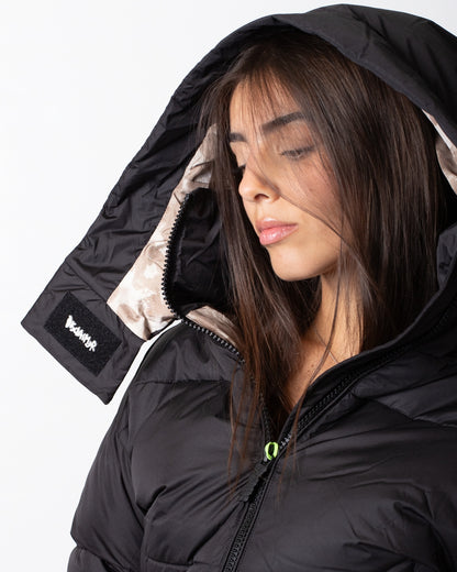 Piumino Disclaimer puffer con dettagli maculati donna