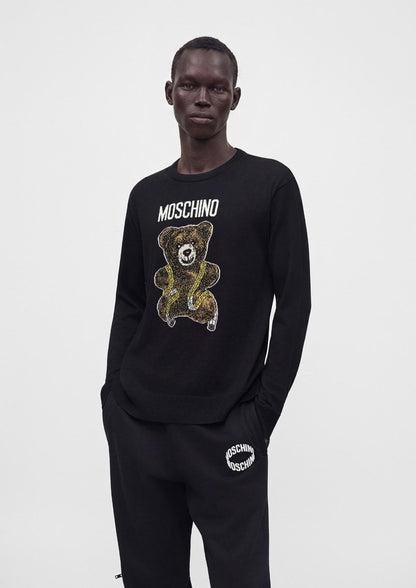 Maglia Moschino girocollo in lana "Teddy Bear Inlay" uomo