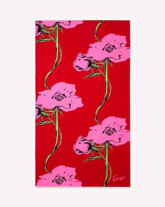 Telo mare Kenzo in cotone con grafica e signature in ricamo