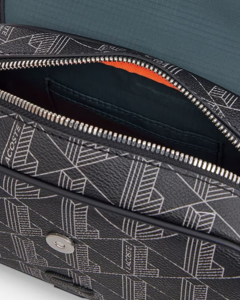 Tracolla Lacoste in simil pelle con stampa logo monogram
