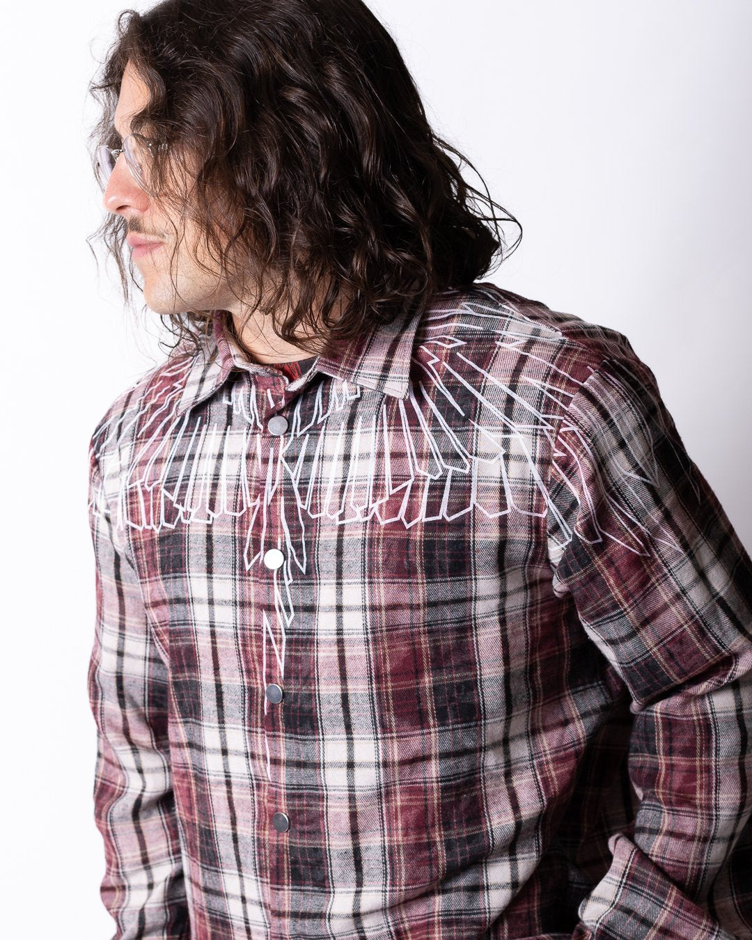 Camicia Marcelo Burlon a quadri in flanella "Icon Wings" uomo