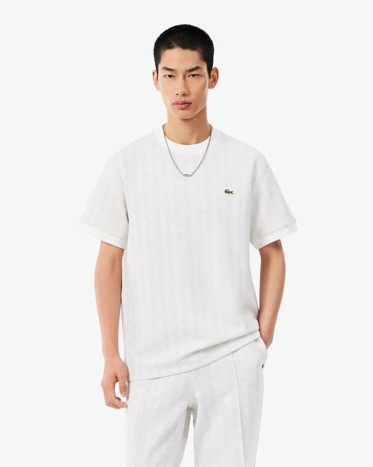 T-shirt Lacoste monogram con logo ricamato in rilievo