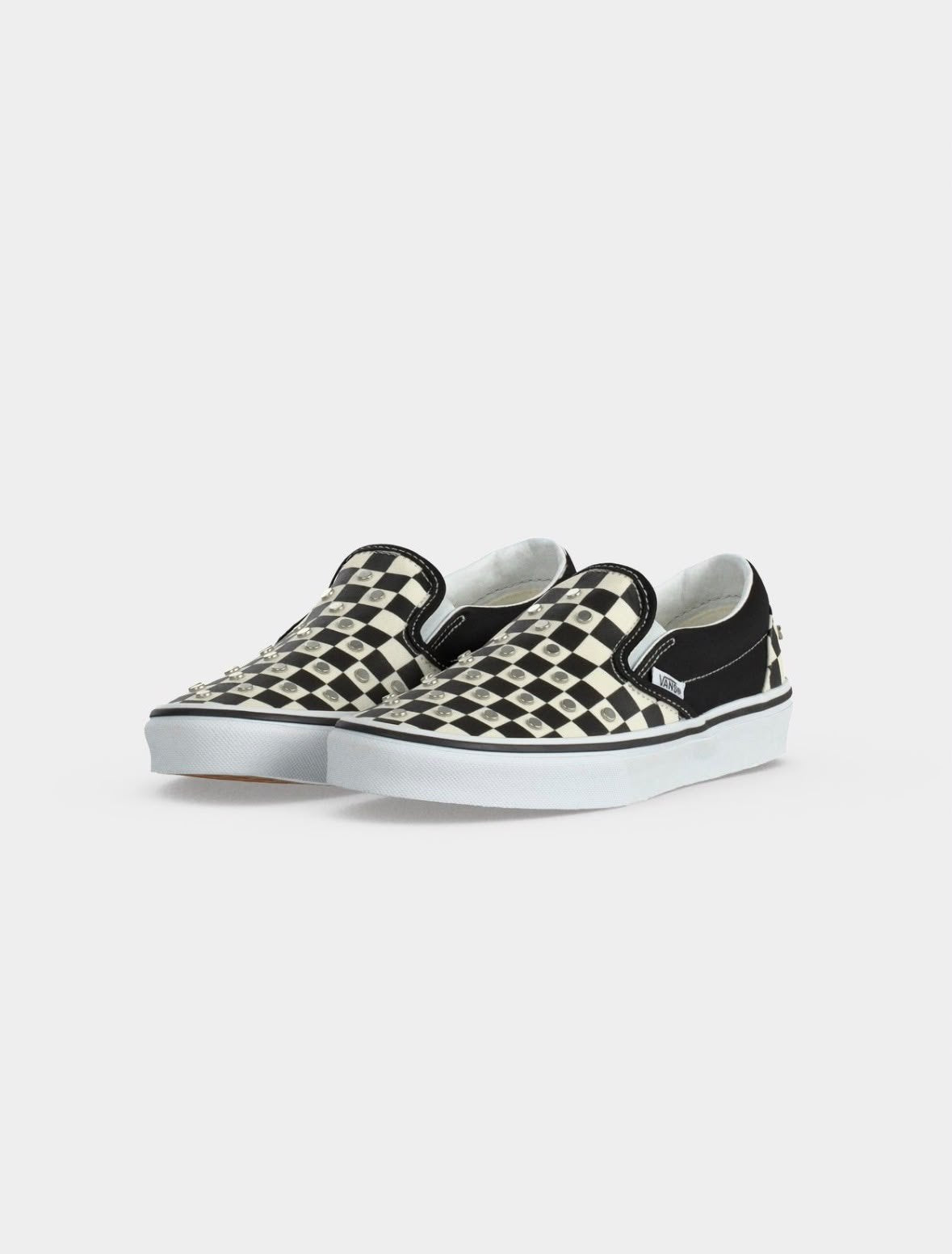 Sneakers Vans Classic Slip-On Checkerboard black and white con applicazioni metalliche