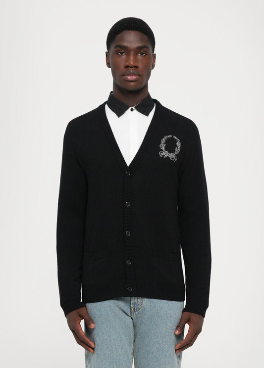 Cardigan Moschino "Laurel Crown" in misto lana uomo