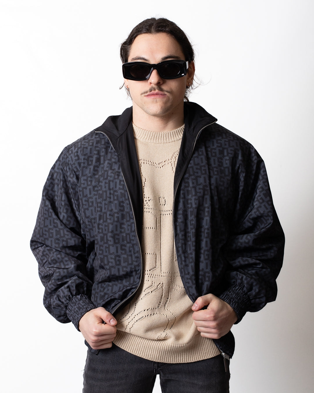 Giubbotto GCDS in nylon con stampa all-over uomo