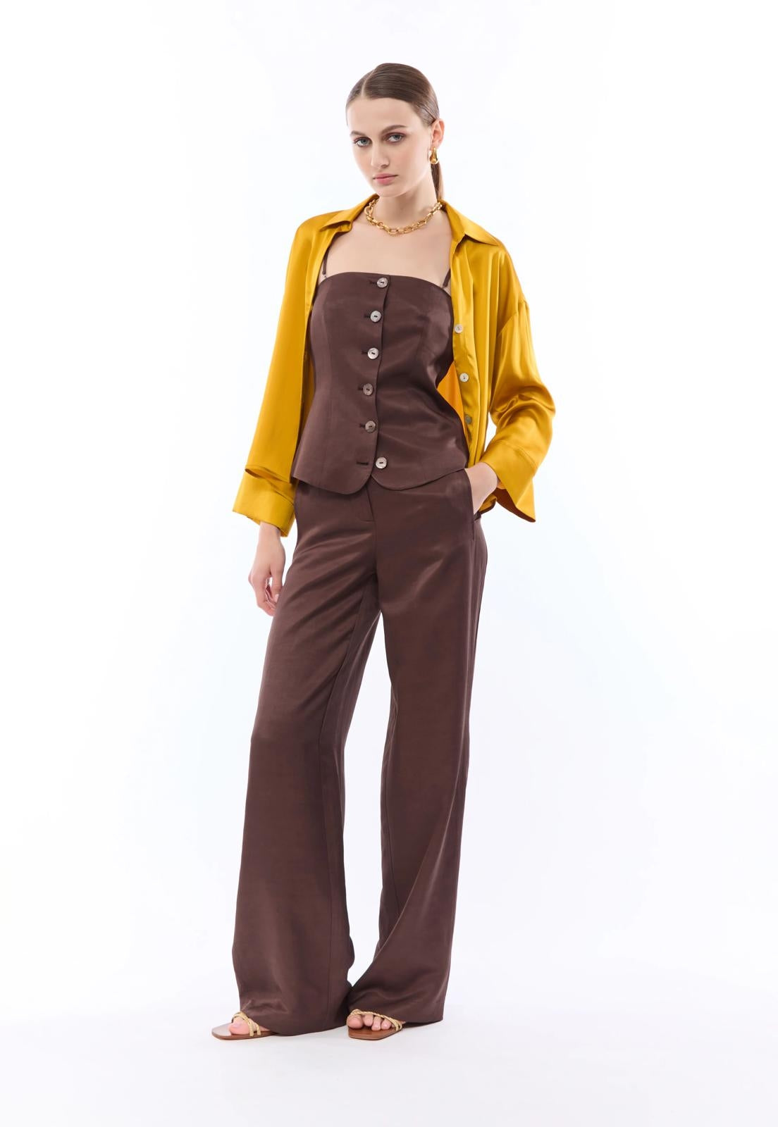Pantalone Nenette fluido a gamba larga donna