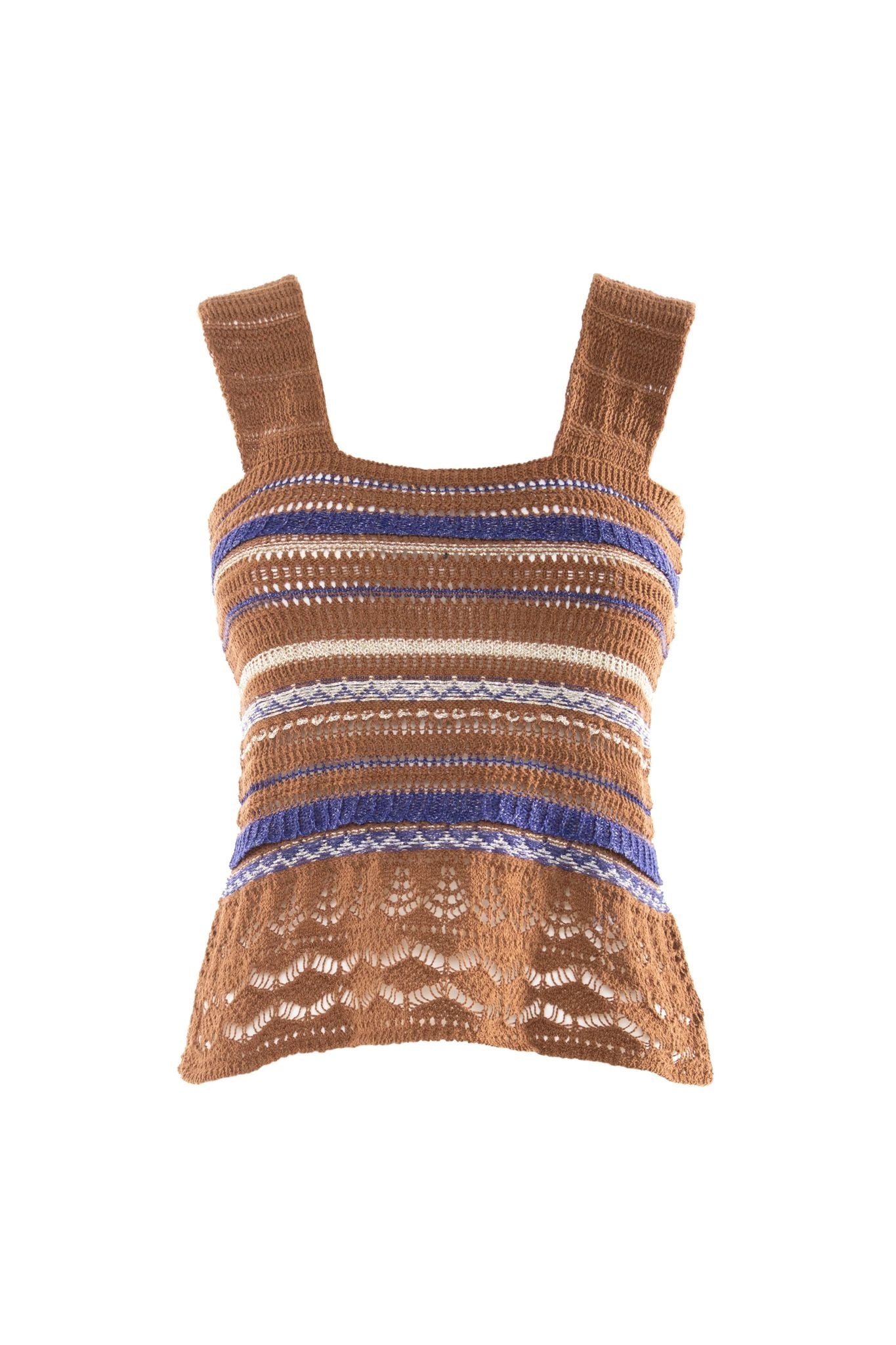 Top Nenette in maglia traforata a righe donna
