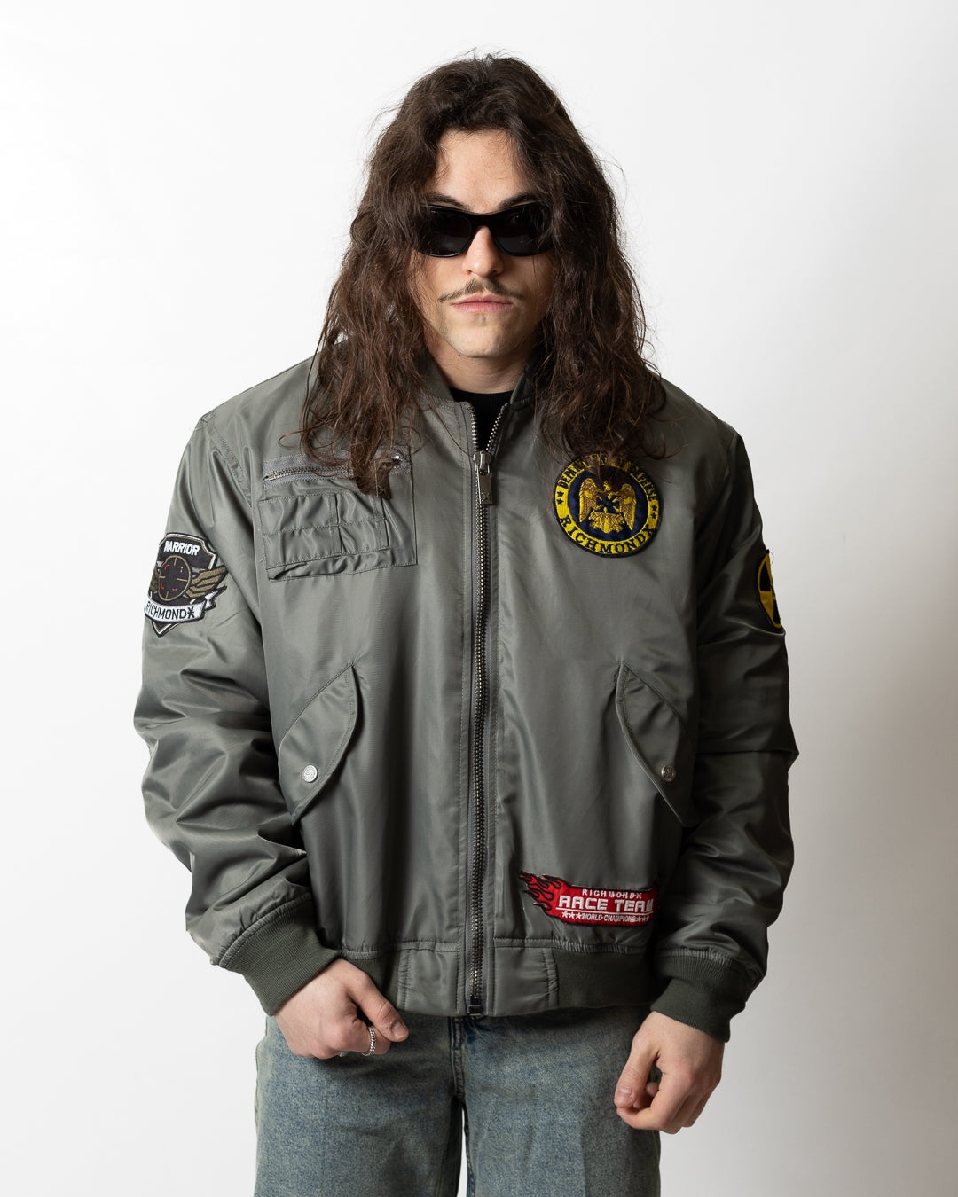 Giubbotto Richmond X bomber con patch logate uomo