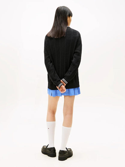 Cardigan Tommy Jeans "Flag Cable" donna